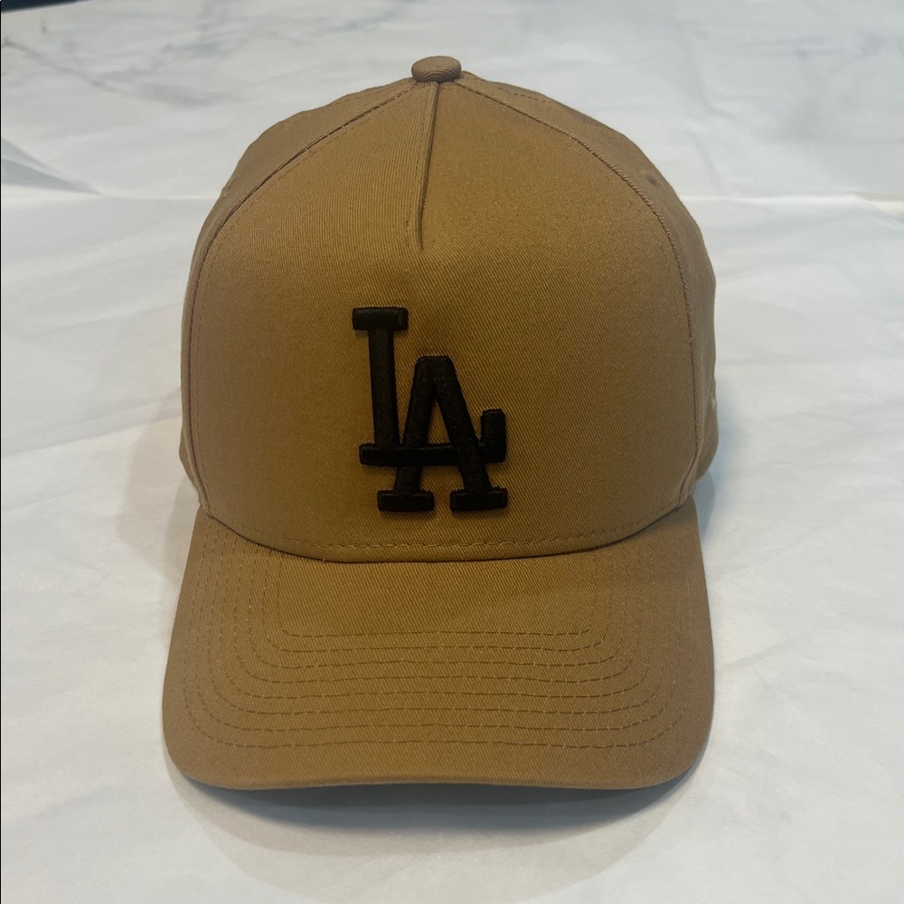 Tan Baseball Cap with Black LA Dodgers Logo